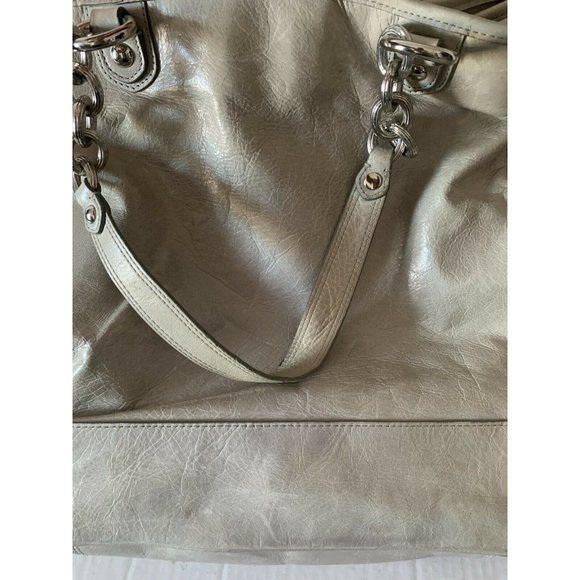 Coach Kristen Hobo Bag Taupe Beige Leather L Double Chain Handles - Picture 6 of 8